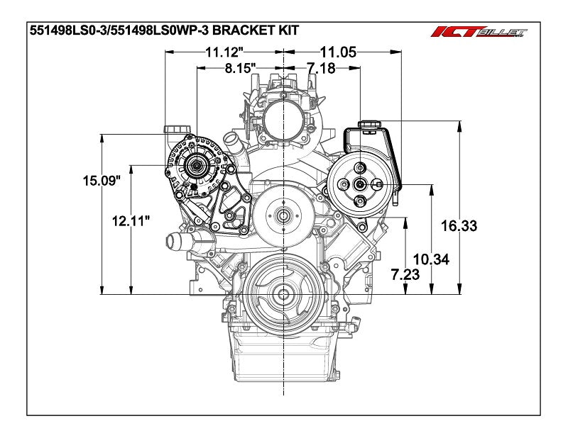 LS Alternator / Power Steering Pump Bracket Kit (for LS1 Water Pump) T ...