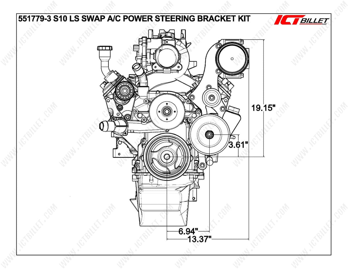 S10 LS Swap A/C Compressor and Power Steering Bracket LS1 LS3 LSX LQ4 LQ9 4.8L 5.3L 6.0L Speed